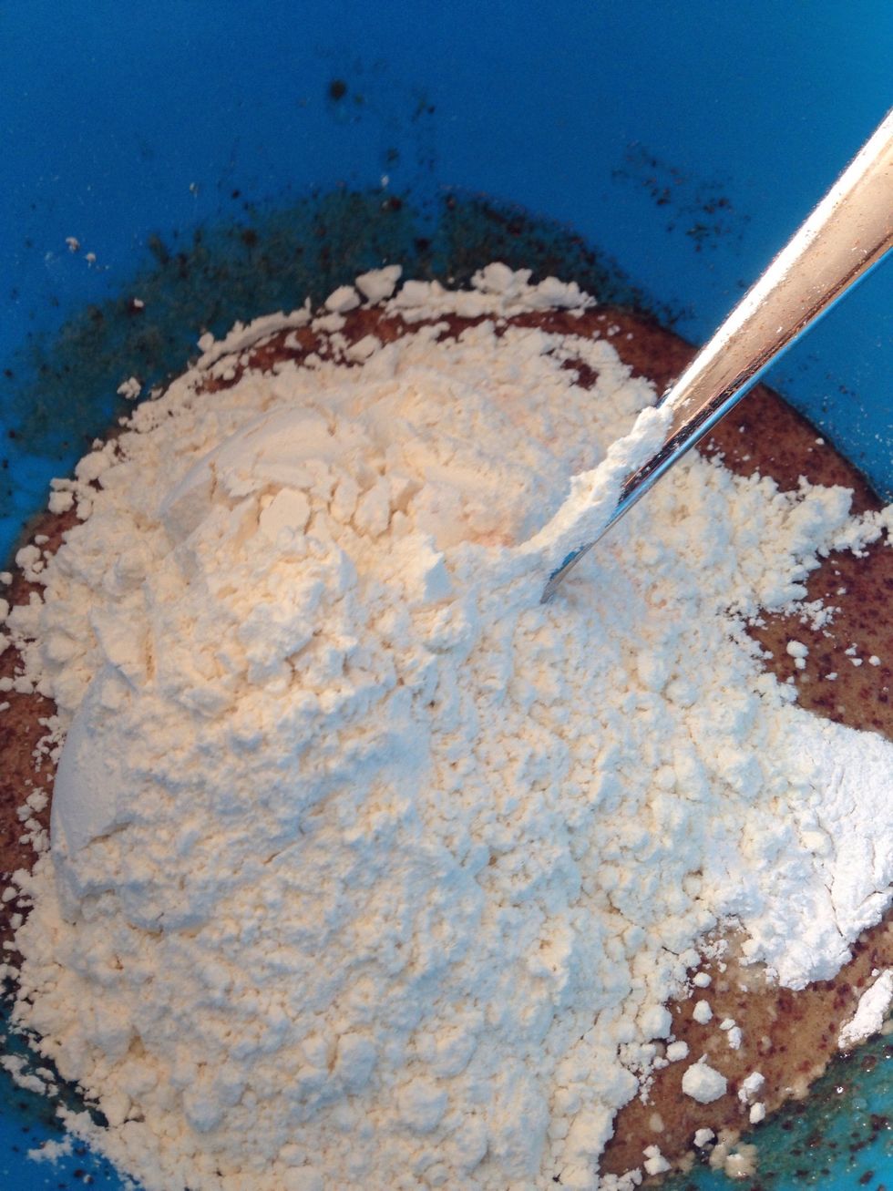 Stir in the flour and continue to mix it.
