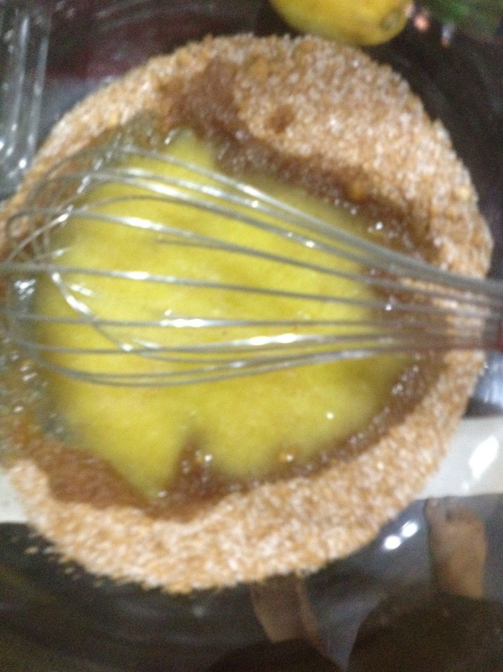 Stir in the melted butter.