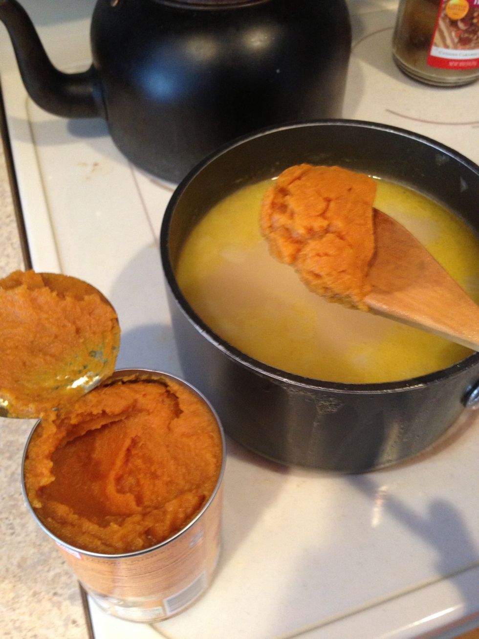 Stir in the pure pumpkin.