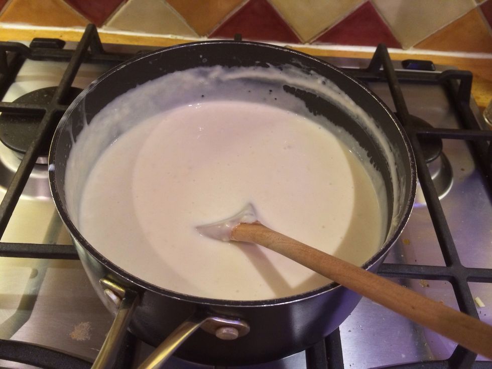 Stir in until the cheese has melted. Add salt and pepper to taste.