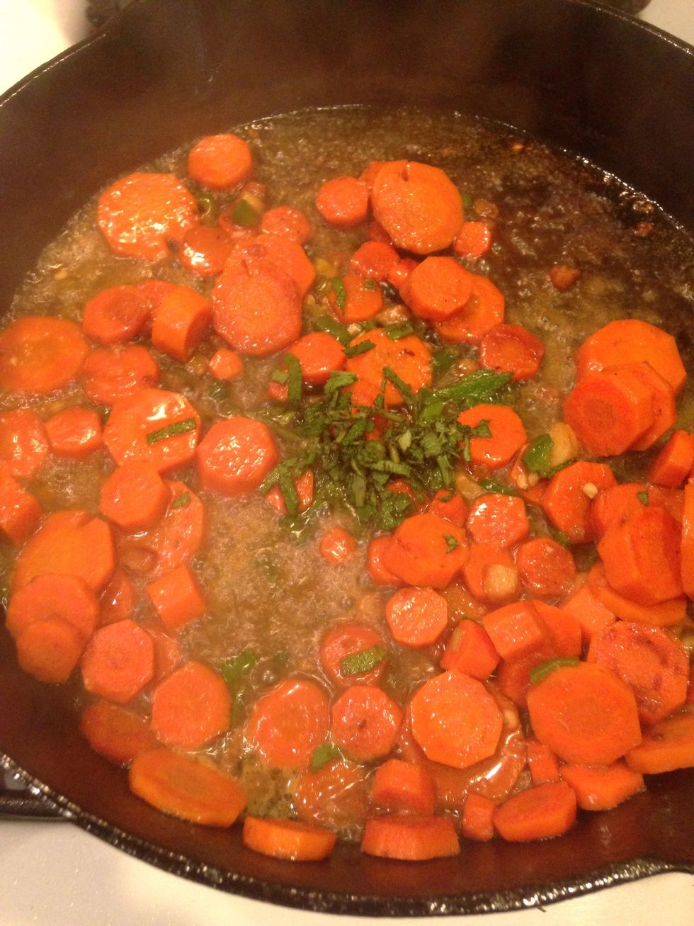 Stir in your sage and remove from heat. *Note* Add in more sage if you have it. I only grabbed 3 leaves from my garden this am. So regretting it... \ud83d\ude12