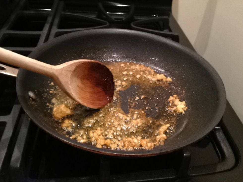 Stir it all up, and cook until the garlic is golden.
