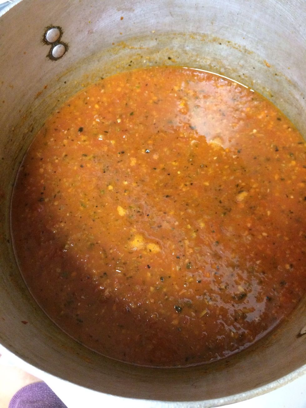 Stir it around it should look like this, let it simmer on medium low for 30 mins and put in on anything you like