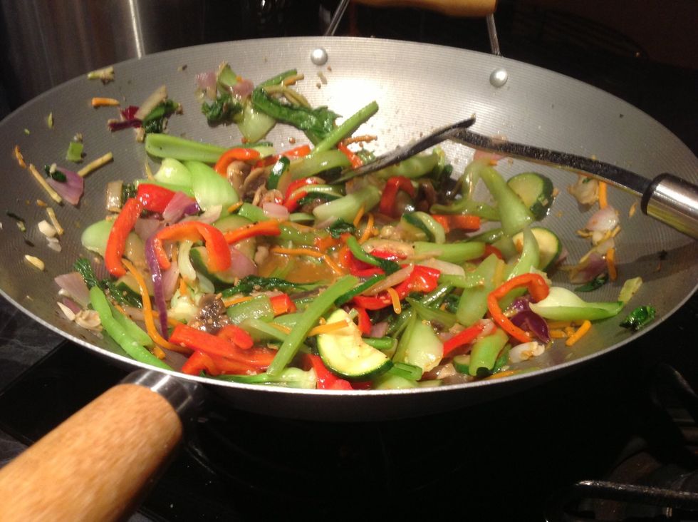 Stir it in turn off the heat and get the chicken bake out of the oven