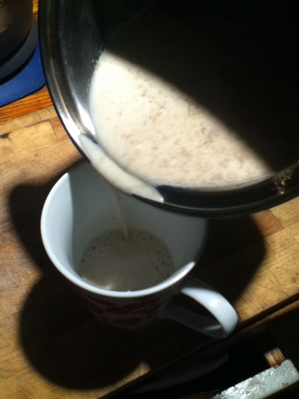 Stir it, take it off the stove and pour it into a mug...