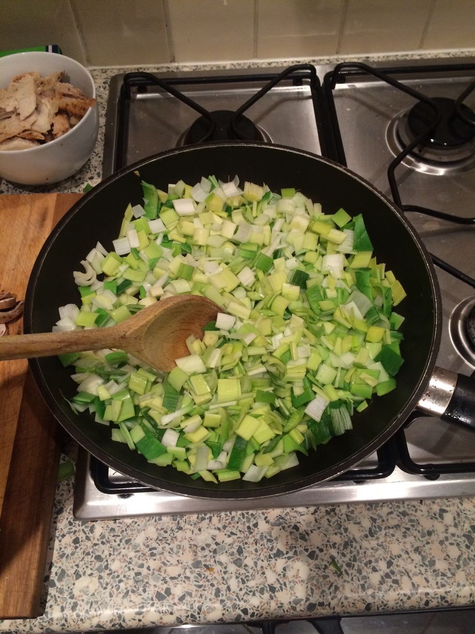 Stir leeks occasionally