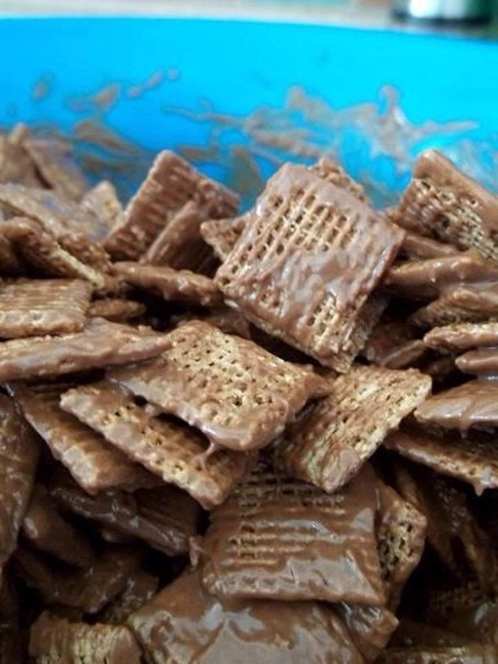 Stir :)!!! Make sure to evenly coat all of the chex.