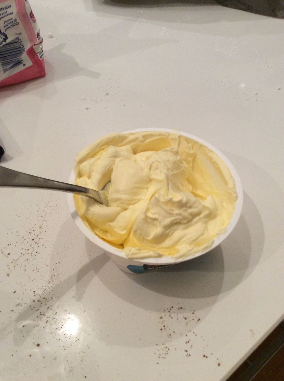 Stir mascarpone in its container to loosen it, then gently fold it into the cream