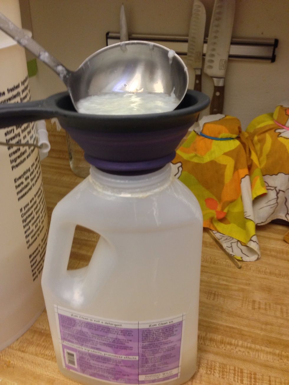 Stir mixture and pour into empty soap, juice, or whatever kind of container you'd like. Be sure to shake your soap before use.