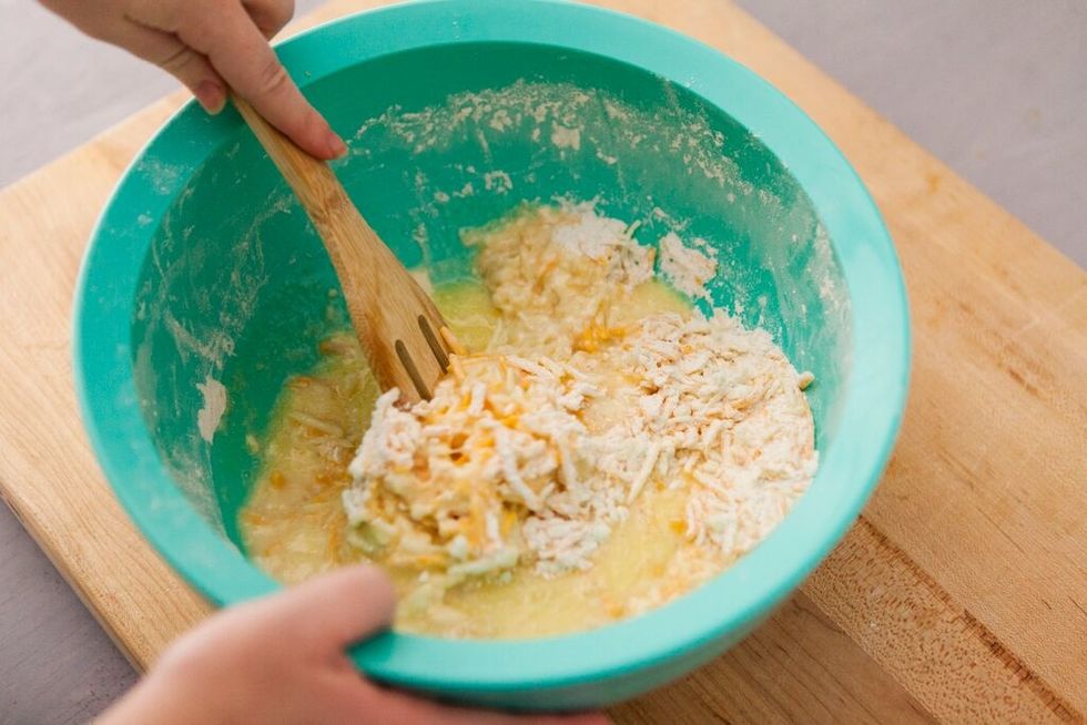 Stir mixture to together. It's supposed to be thick and sticky.
