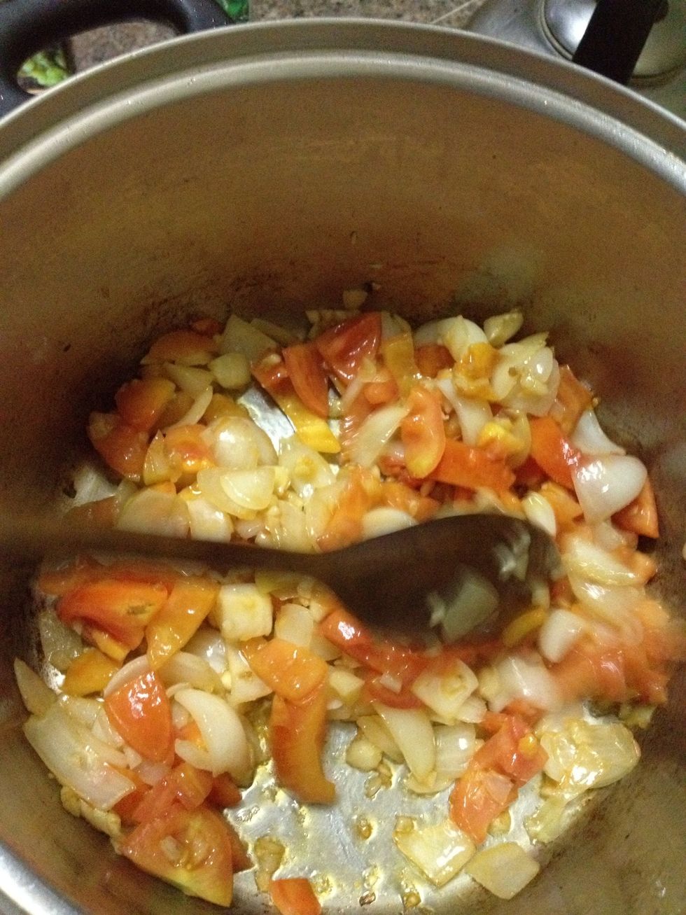 Stir occasionally until tomatoes are a bit soft