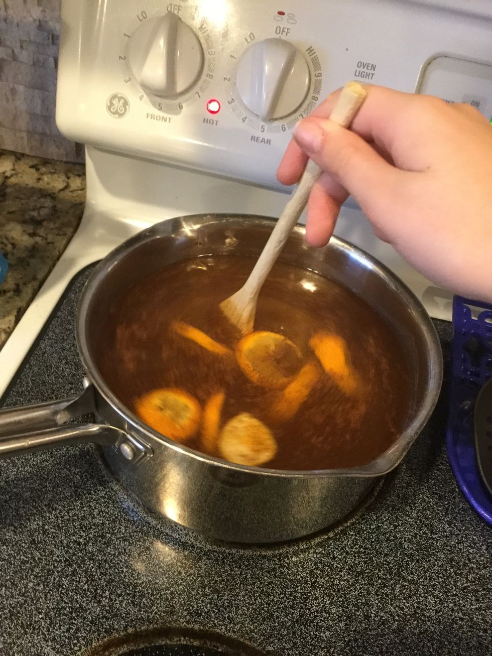 Stir once again and leave it on med heat.