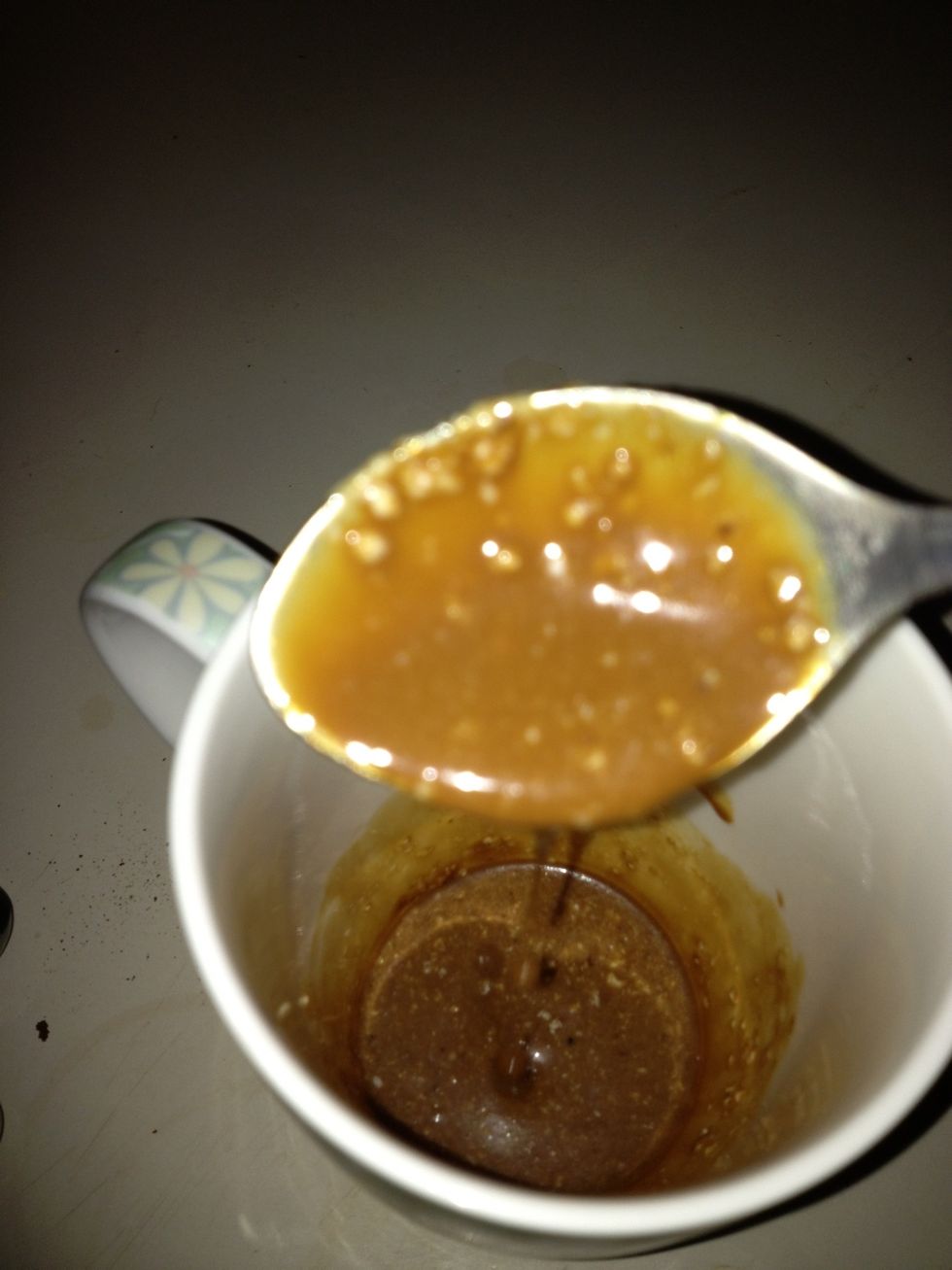 Stir stir stir until your coffee mixture looks something like this. (Gross, I know but you'll love the taste). Little or no lumps of coffee mate should be left.