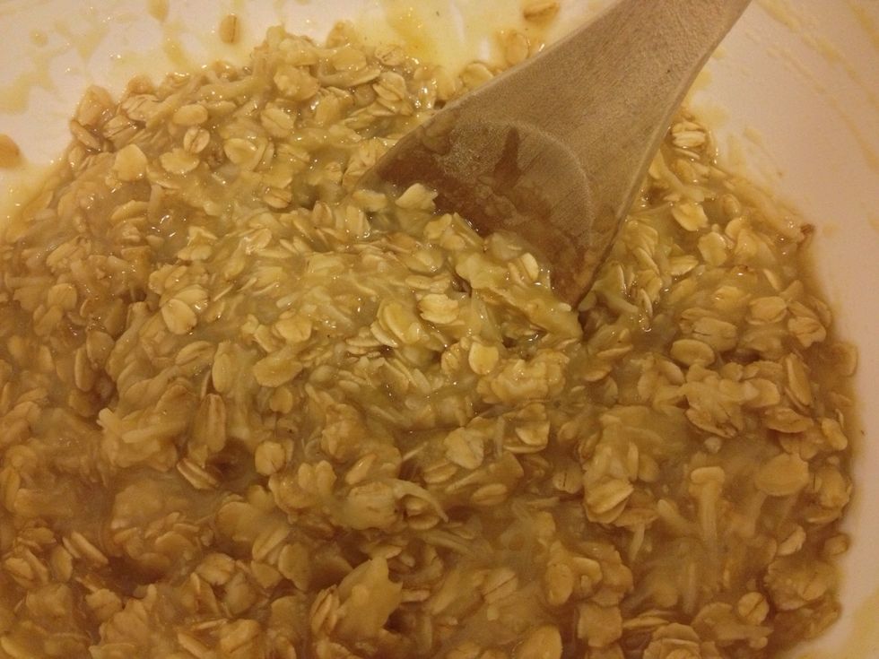 Stir the butter mixture into the dry ingredients.