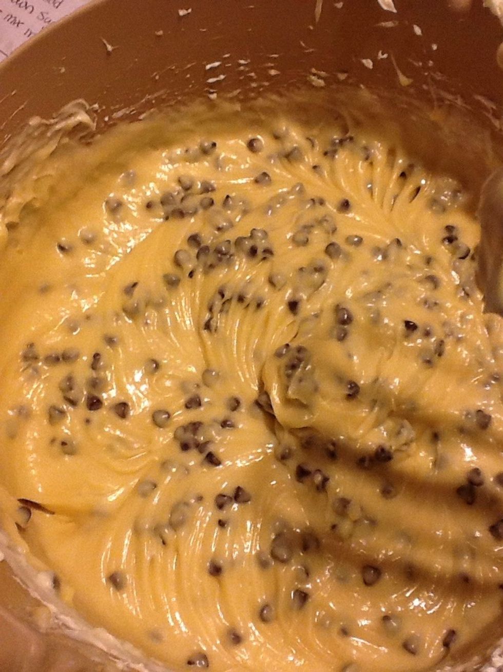 Stir the chocolate chips into the bowl and your done.