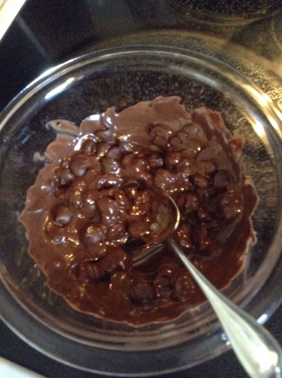 Stir the chocolate to remove lumps.