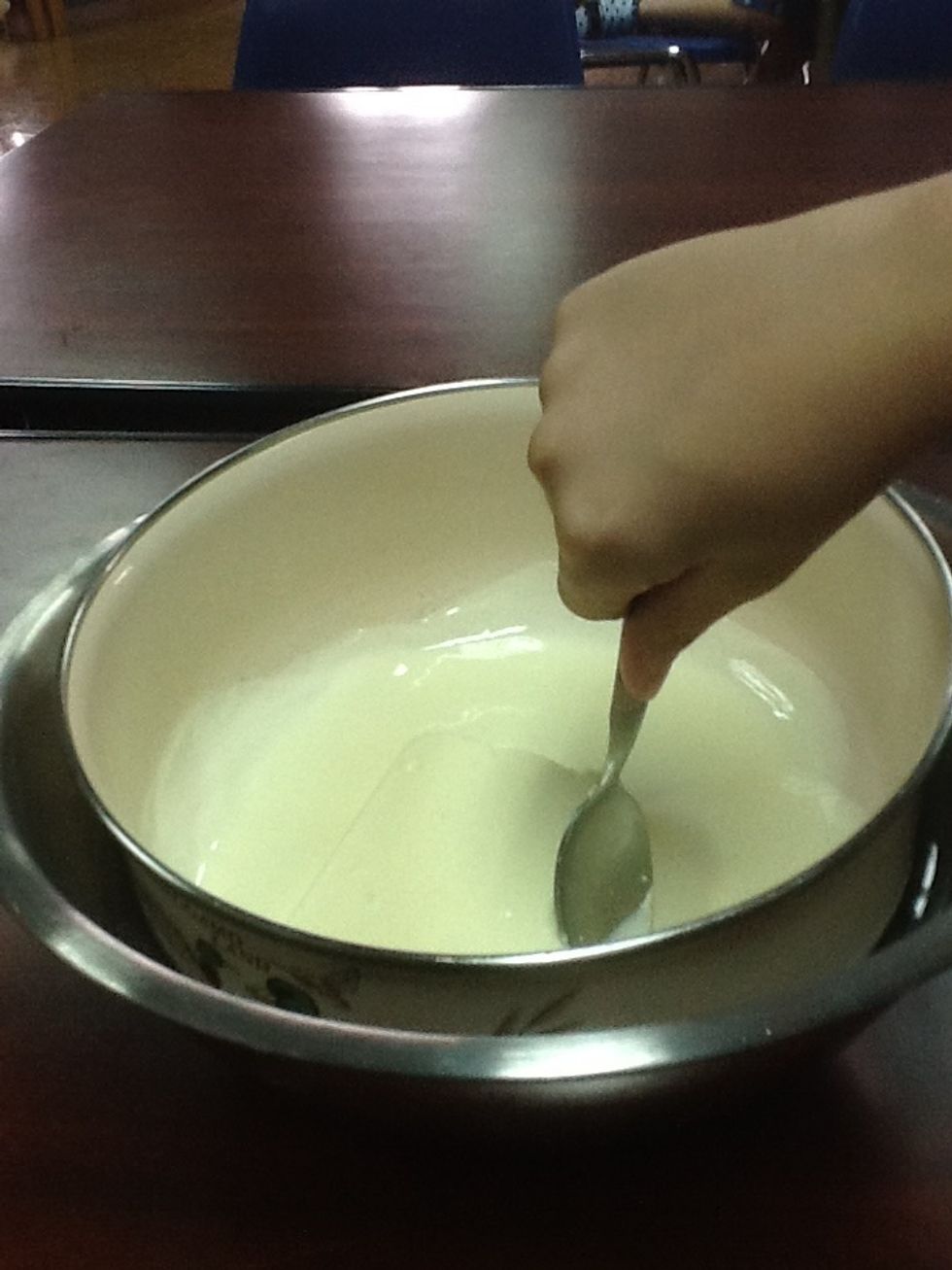 Stir the melting chcolate