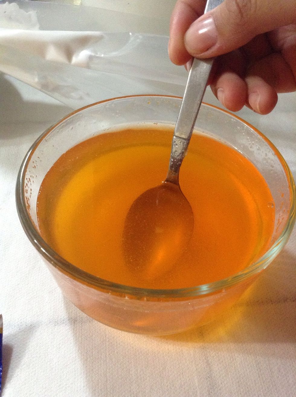 Stir the mix making sure there are not lumpsb