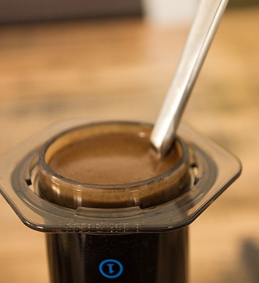 Stir the mixture for about one minute. This will help with the steeping.