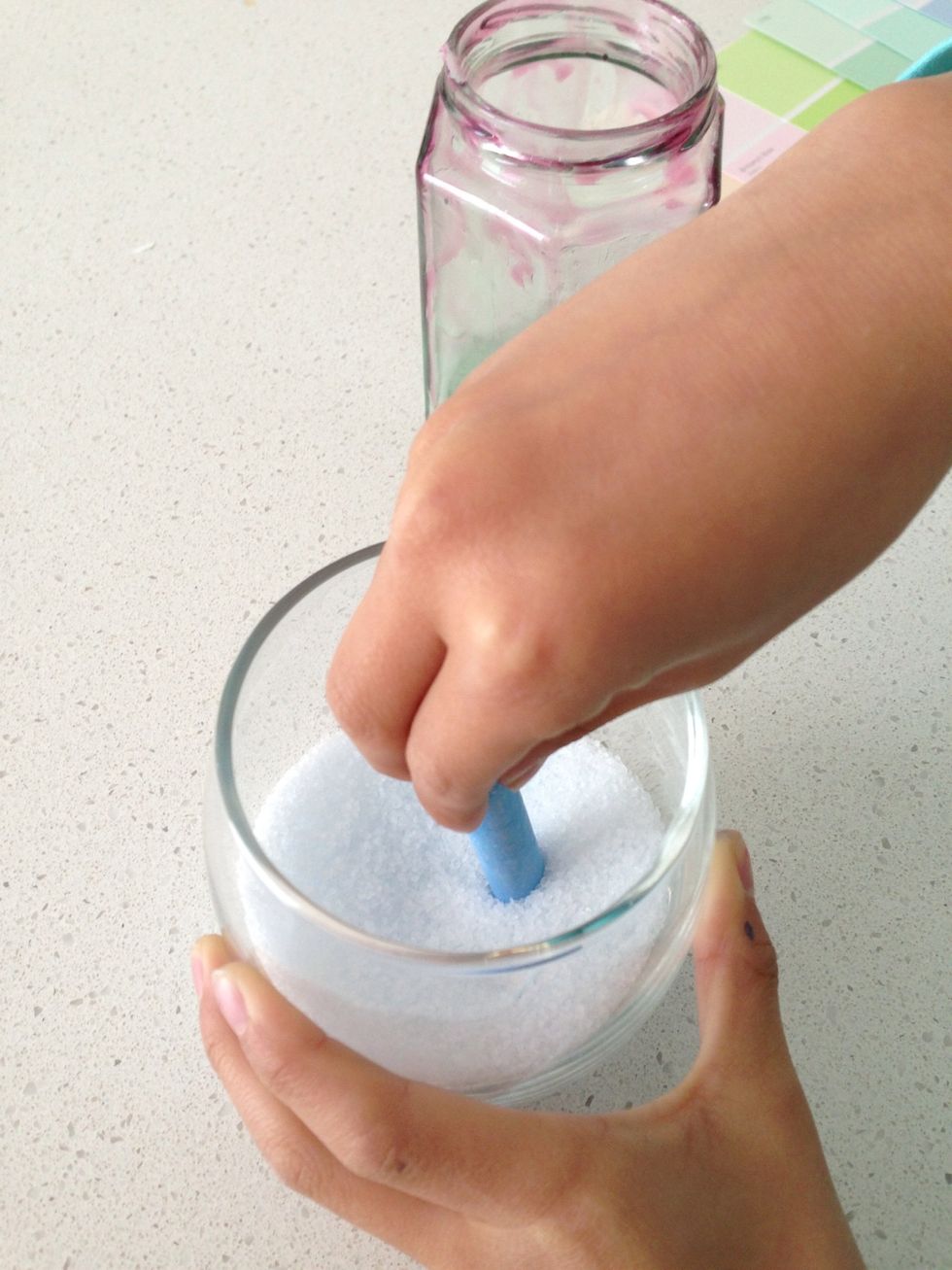 Stir the salt with chalk, any colour you prefer.