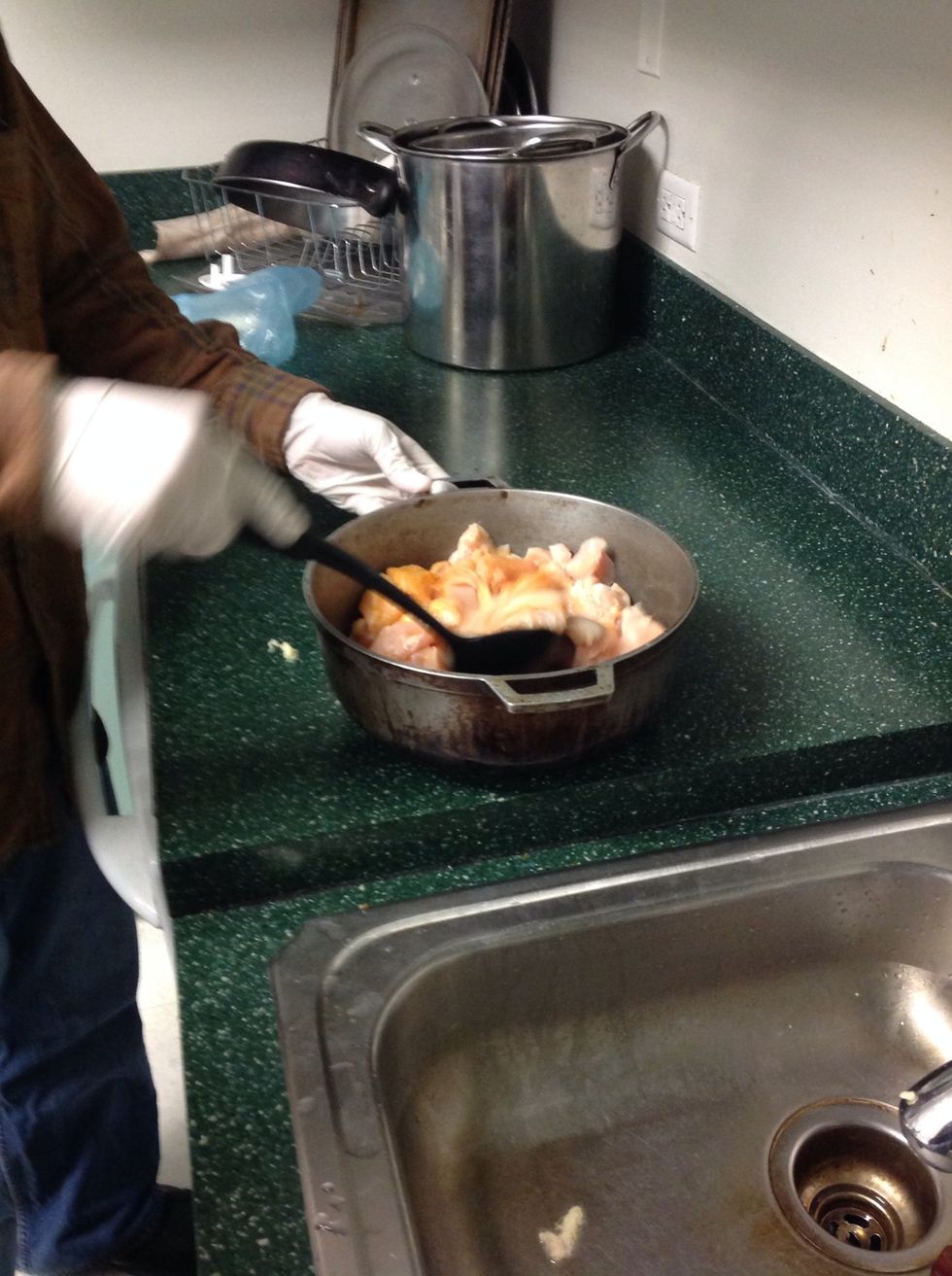 Stir the spices in with the chicken