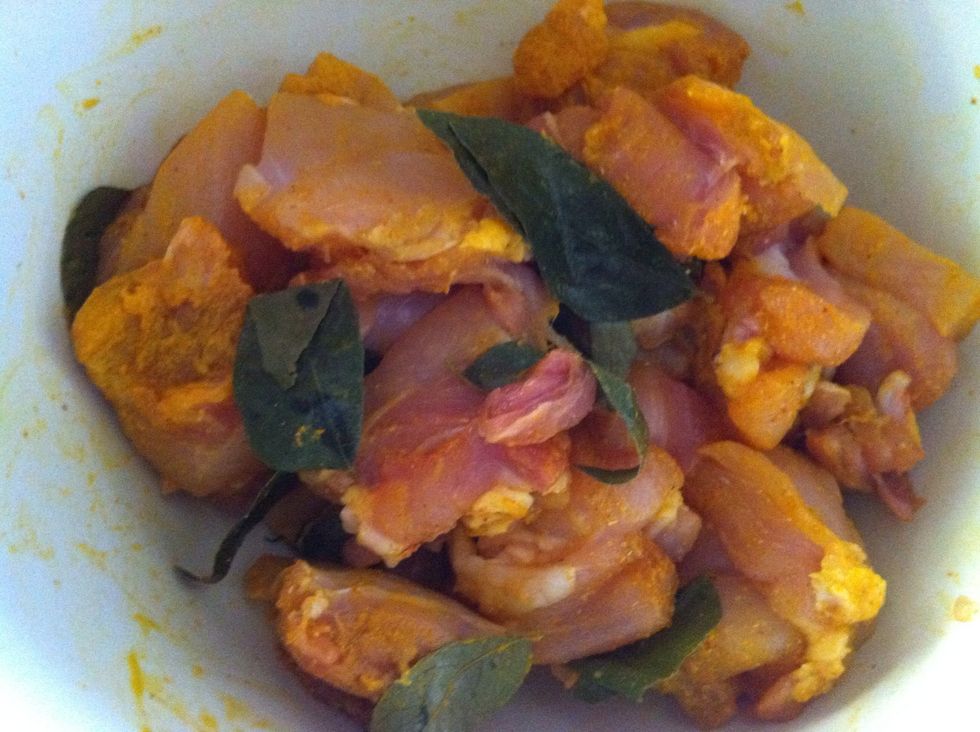 Stir through and make sure the spices are well coated on the meat. Marinate for an hour or so.