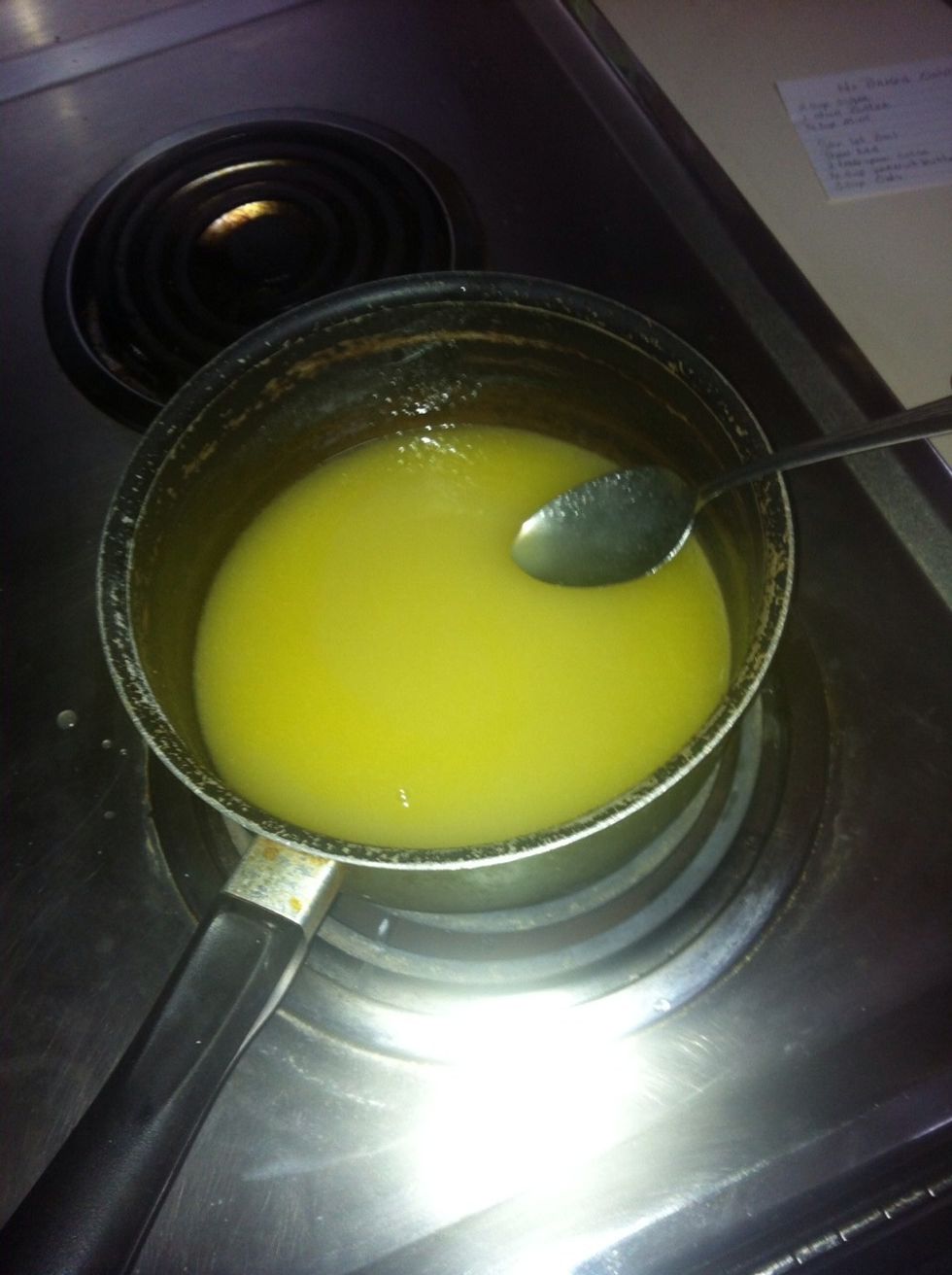 Stir till it boils and becomes a yellow color.