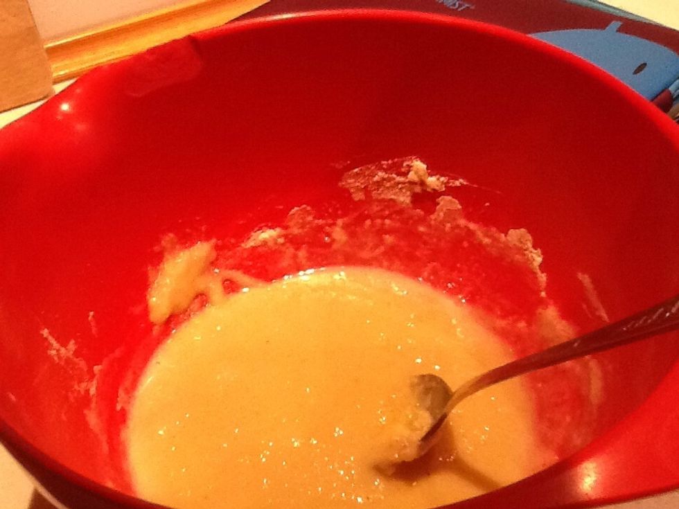 Stir till it's  gooey and pourable