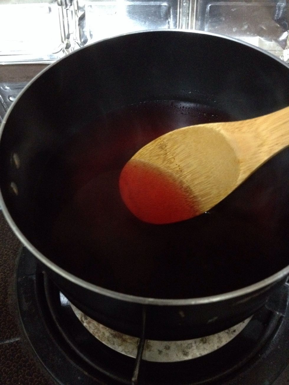 Stir to boil until the sugar and jelly mixture is completely dissolved.