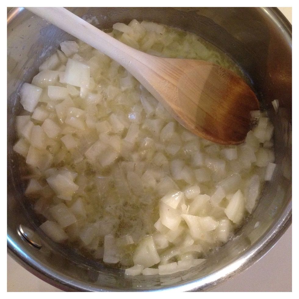 Stir to combine. Cook over medium heat until onions soften and start to turn clear.