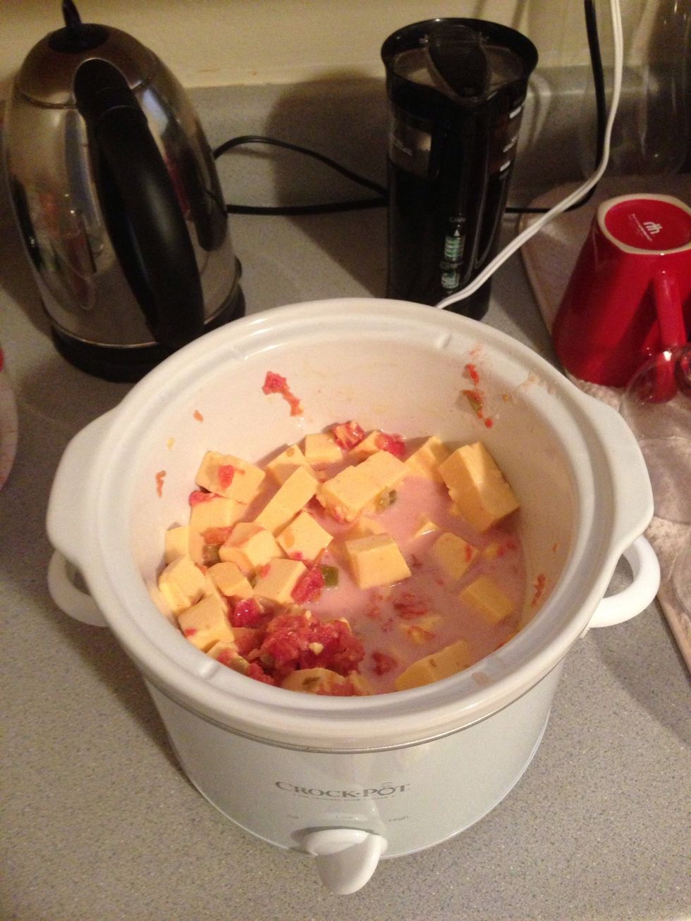 Stir together an put the lid on the crock pot.