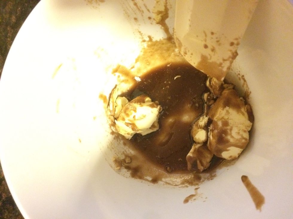 Stir together softened butter, vanilla and brown sugar.