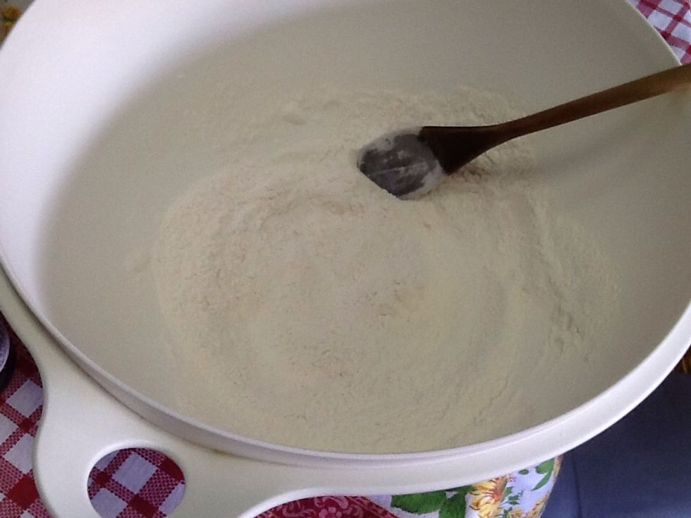 Stir together the flour, baking soda and salt.