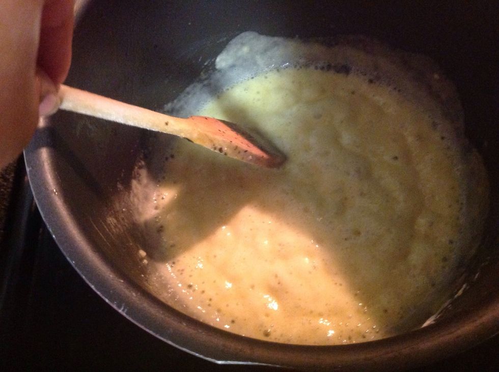 Stir until completely mixed....then add the four cups of warm milk and stir until it's slightly thick....