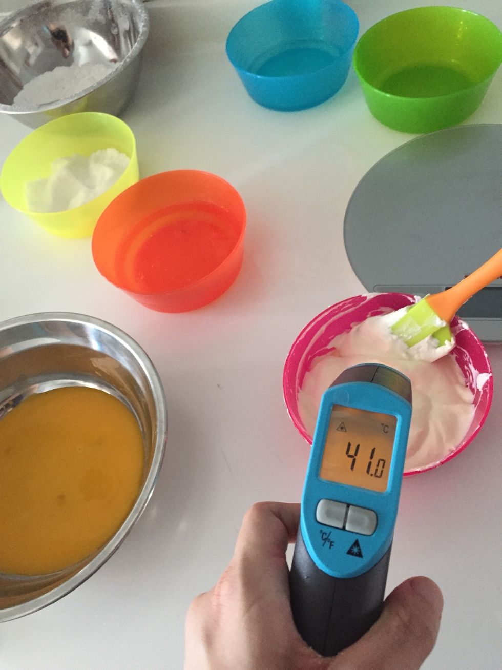 Stir until cool down to 35c - 45c