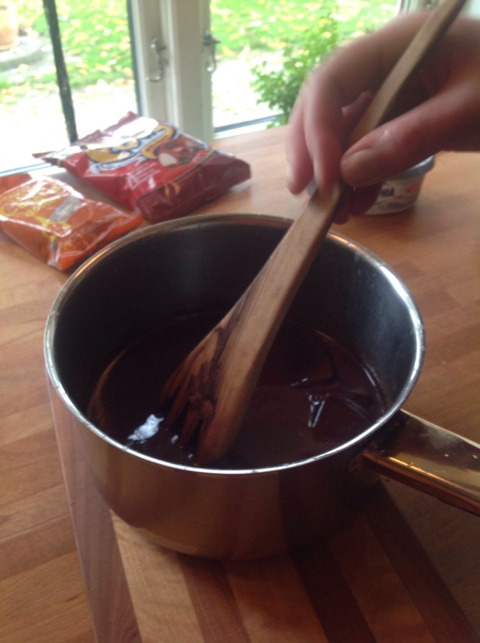 Stir until it melts. Then put it aside.