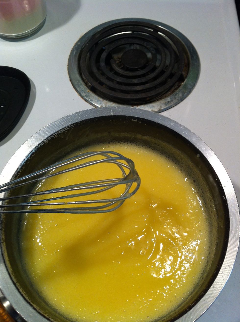 Stir until its thick. If you can see whisk marks in the sauce it's done. Almost an applesauce consistency.