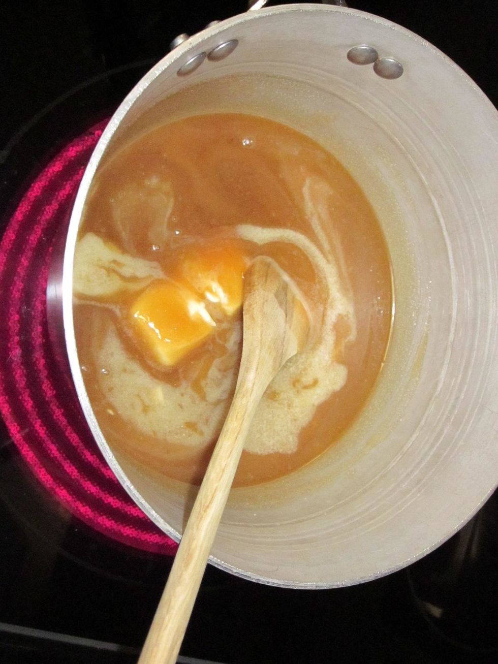 Stir until just combined then put the spoon down and let it continue to boil