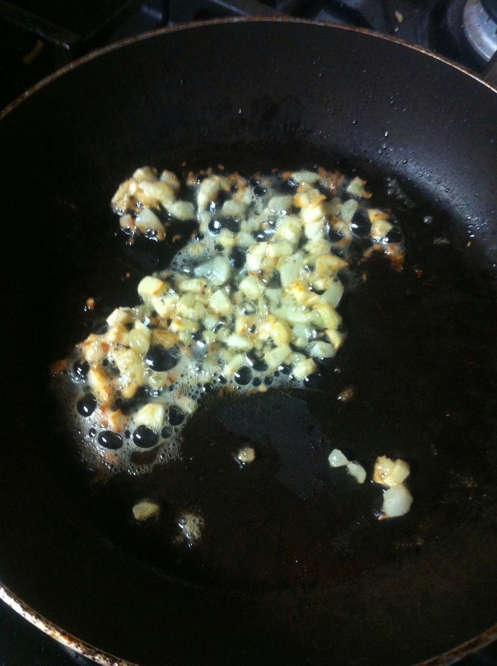 Stir until the garlic turns light brown