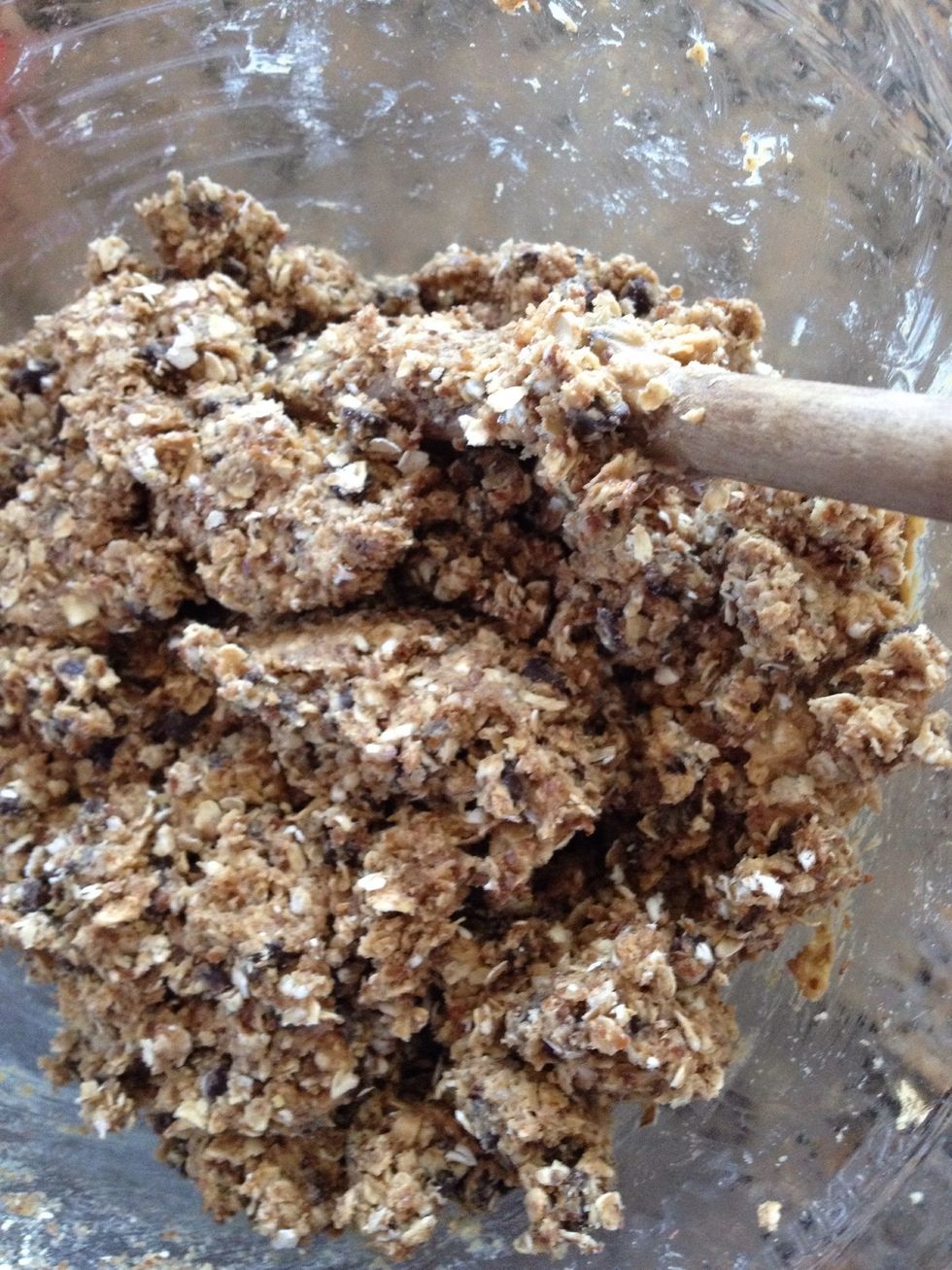 Stir up well. It might be a little lose and grainy, I add a bit more peanut butter or honey so that it holds it's shape