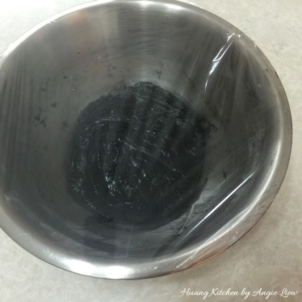 Stir using a spatula till a soft and smooth dough is formed. Then cover the mixing bowl with cling wrap. Set aside for at least 30 minutes before used.