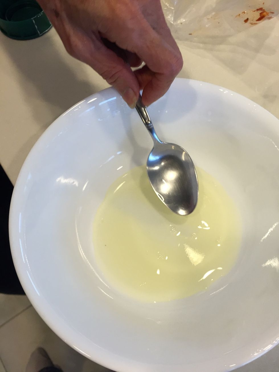 Stir water and egg white