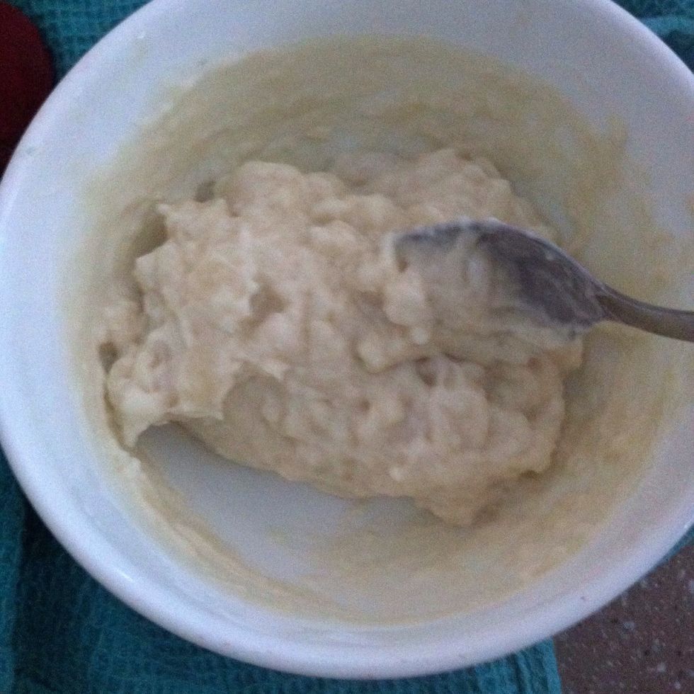 Stir well; it'll be rather lumpy so just stir it as best as you can