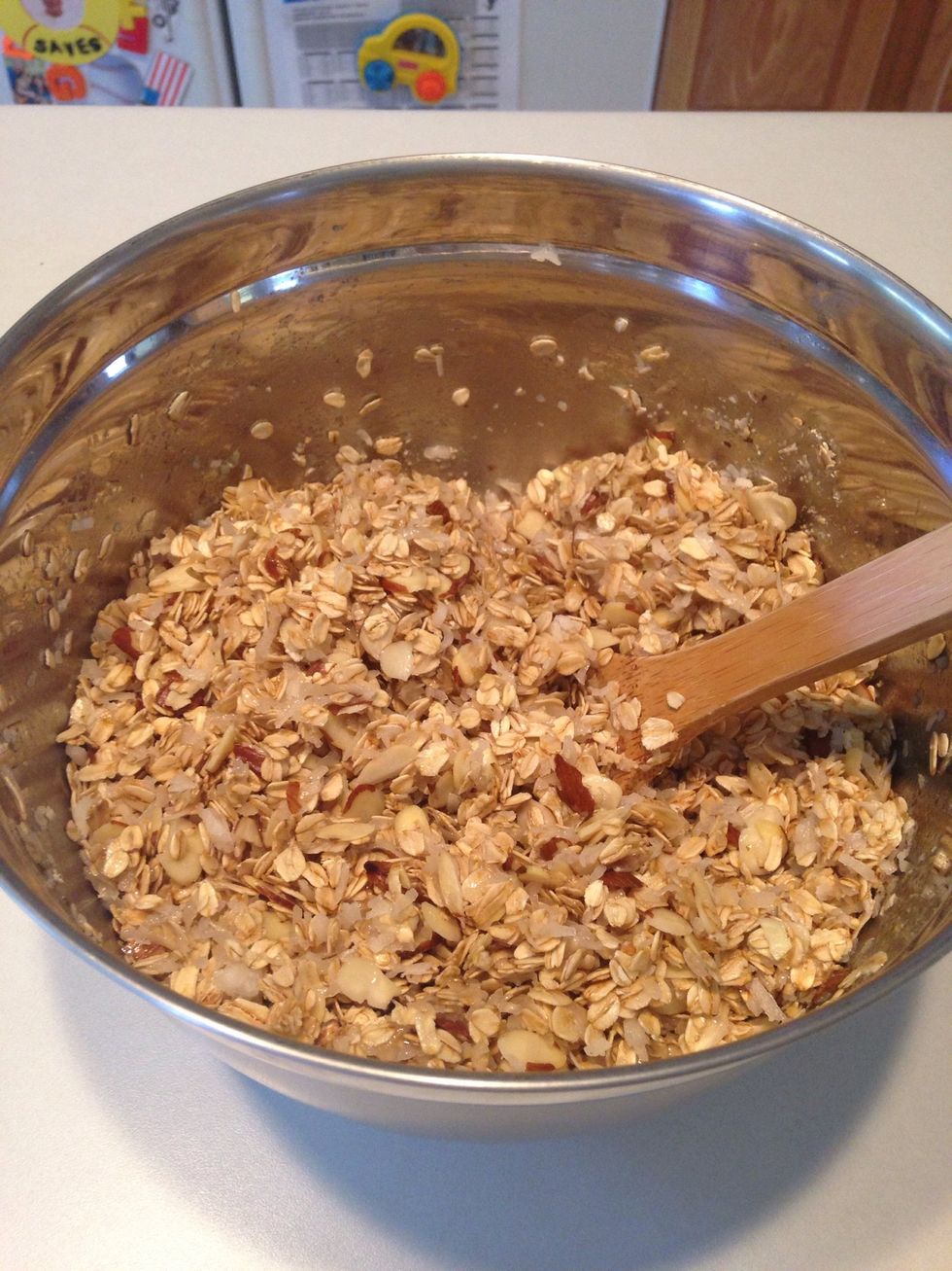 Stir well so all granola is coated.
