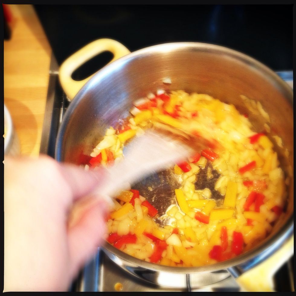 Stir well so the veggies won't burn!