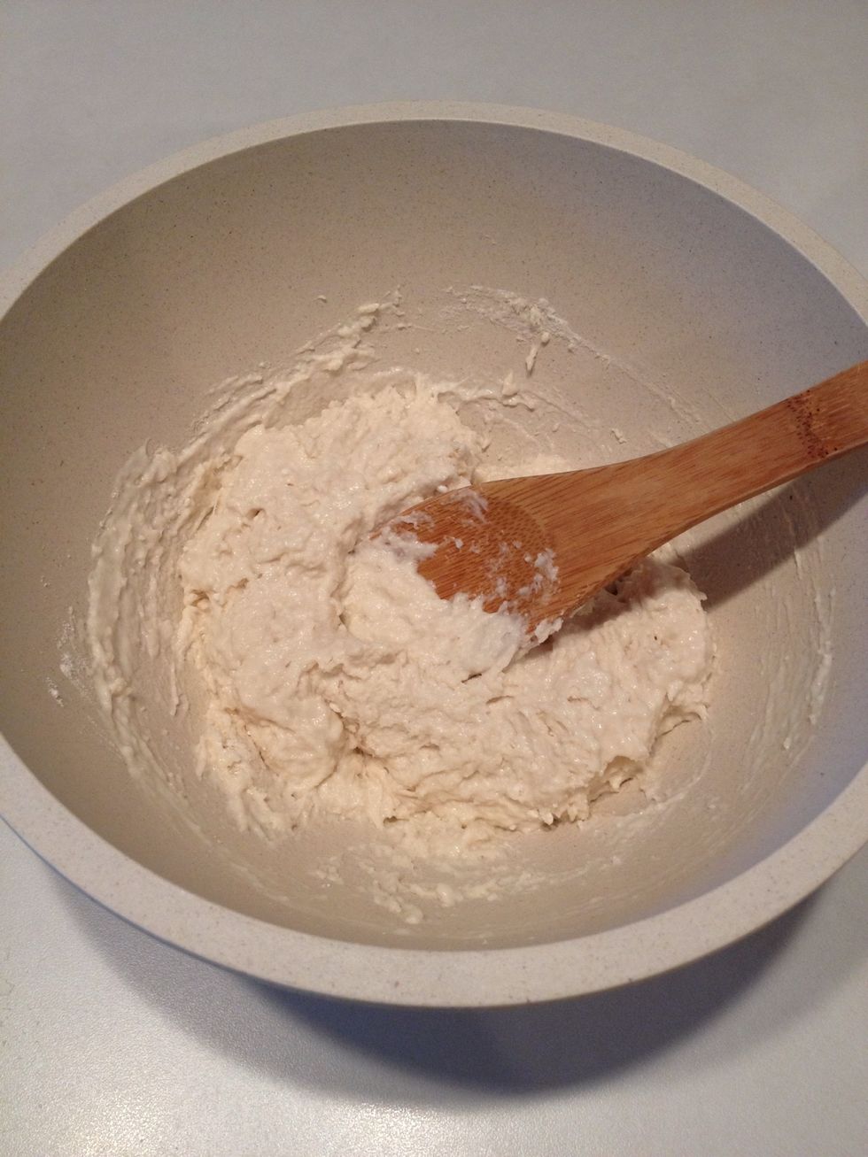 Stir well to make dumplings.