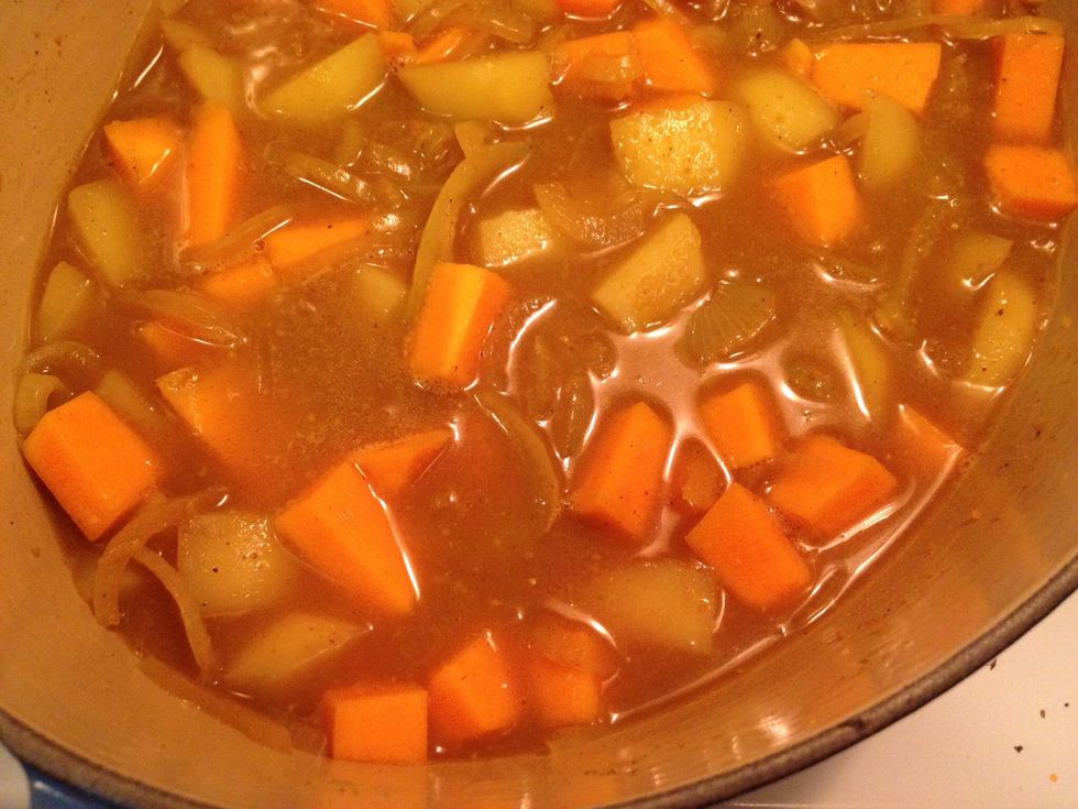 Stir. While it's simmering prepare the yogurt.