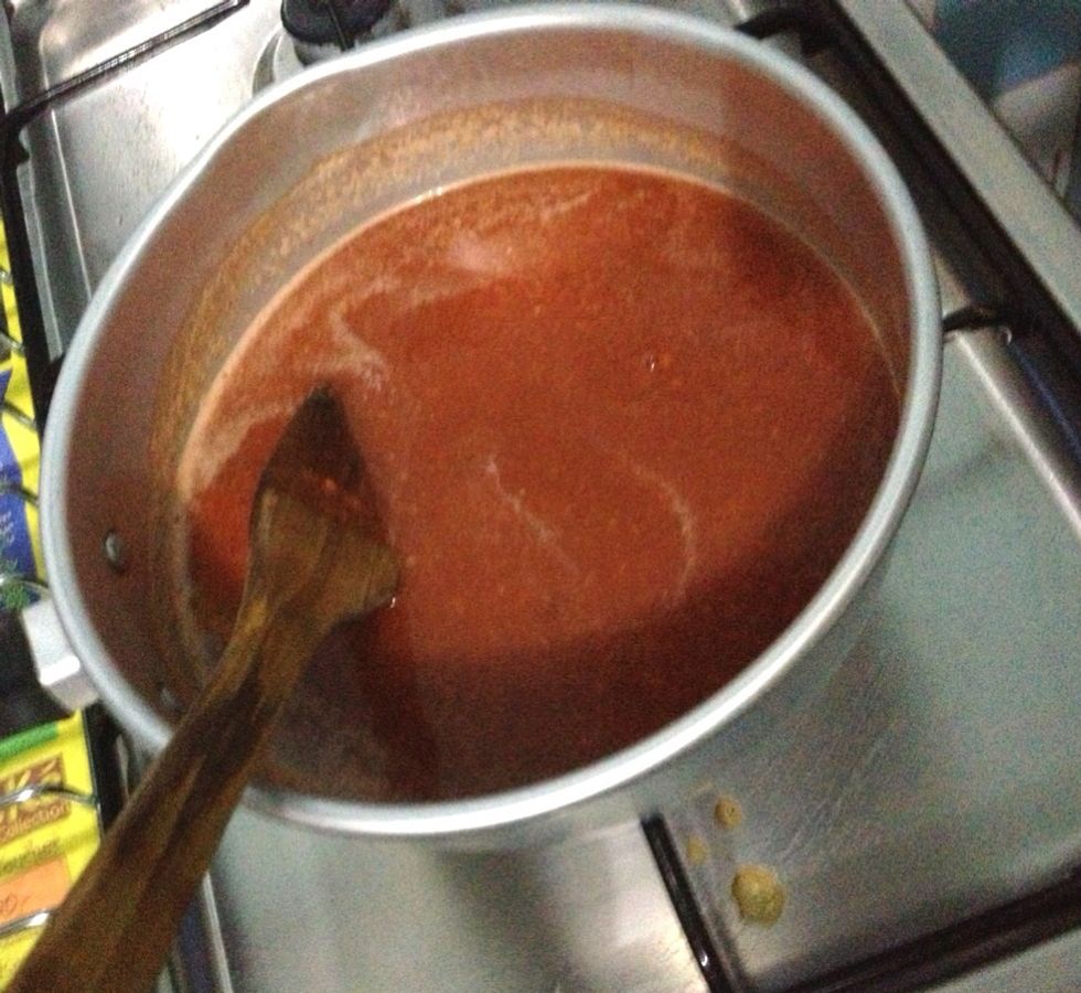 Stirring constantly until it is thickened. If you want to have your ketchup thicker, in a separate small bowl: add in 1 tbsp of cornflour and dissolve in 1 tbsp of water