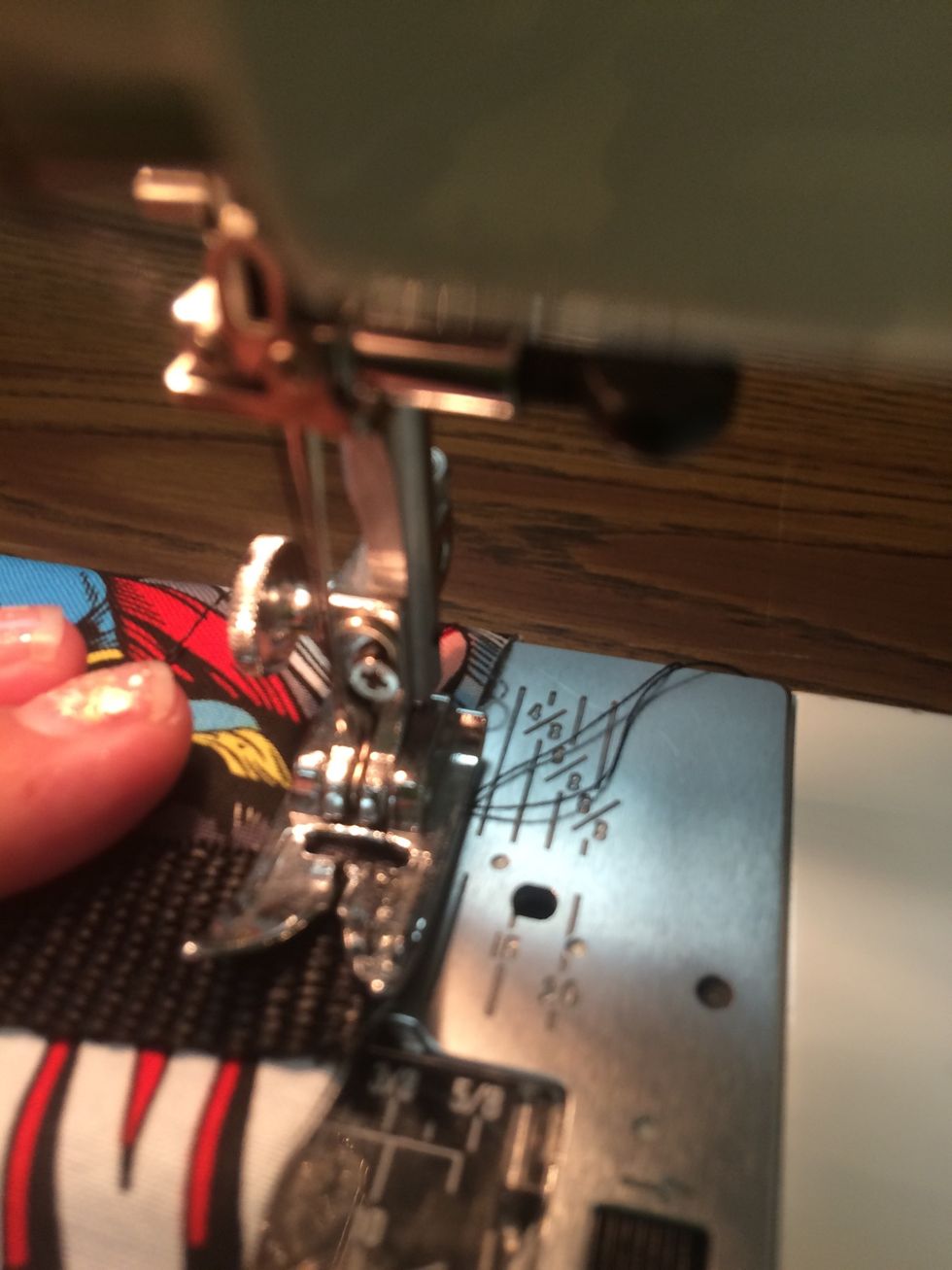 Stitch across the strap to hold in place. REVERSE over the strap a few times to secure! Repeat with second strap