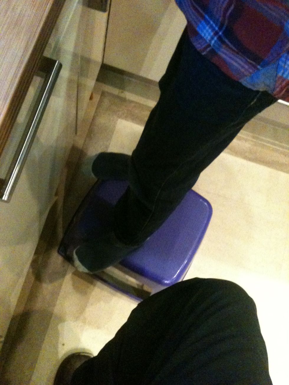 Stool required for smaller people.